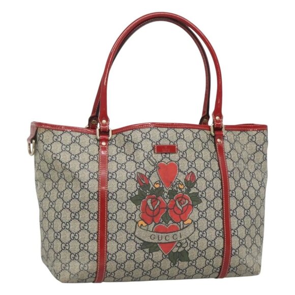 GUCCI GG Supreme Tote Bag PVC Navy Gold - Picture 1 of 15